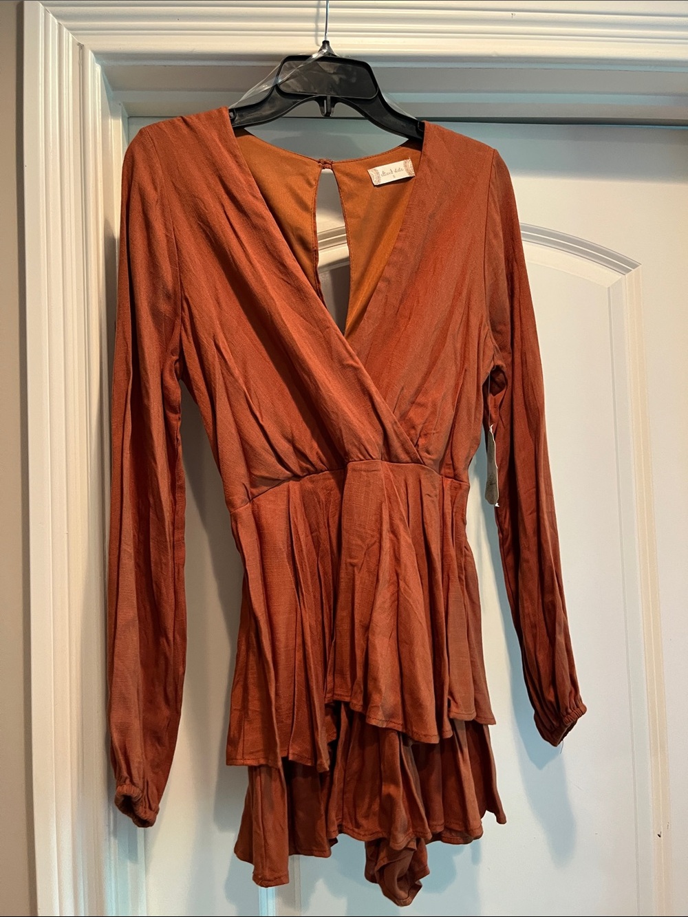 Altar’d State NWT Terracotta Wrap Romper with Long Sleeves Size S
